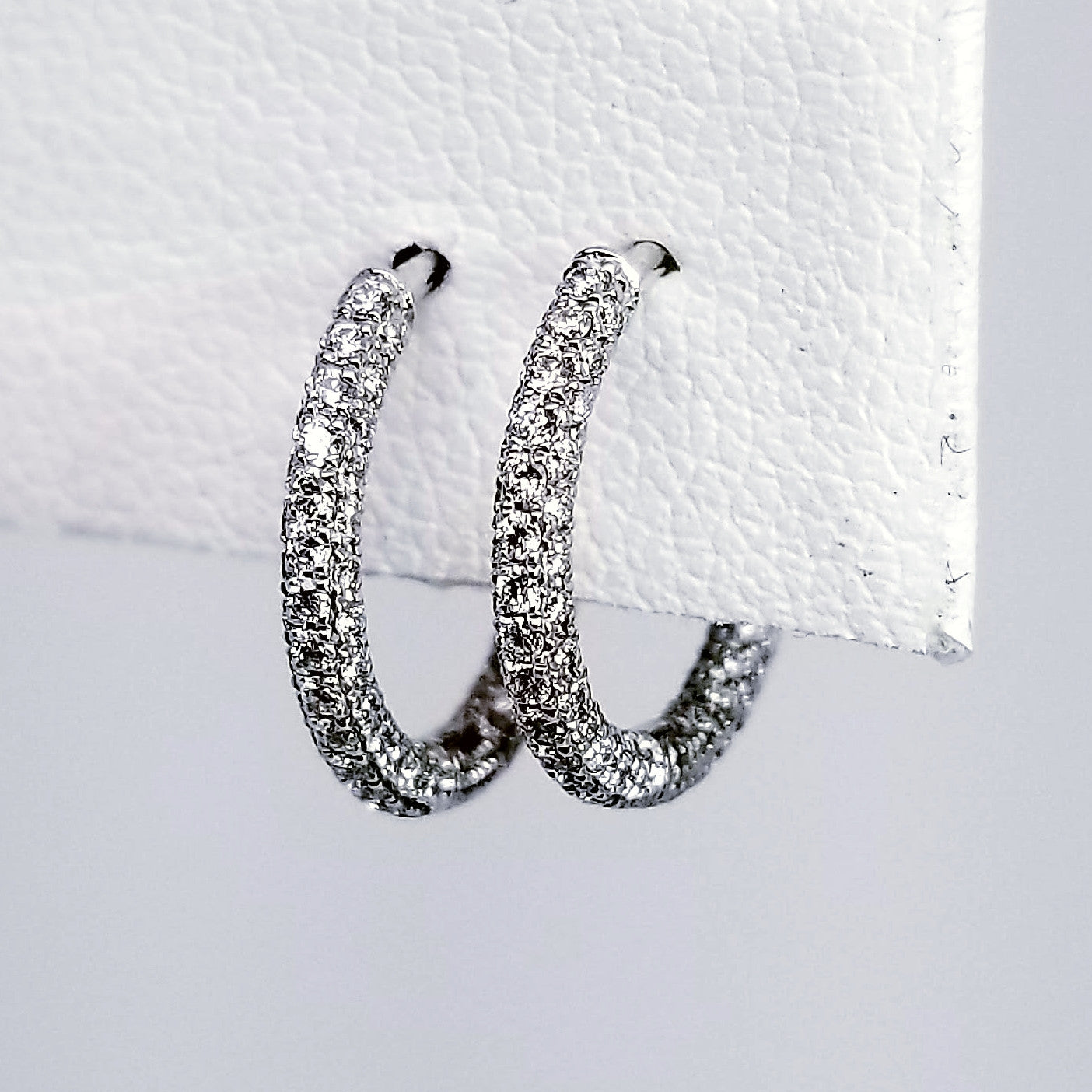"EARR01340" Pave Diamond Hoop Huggie Earrings