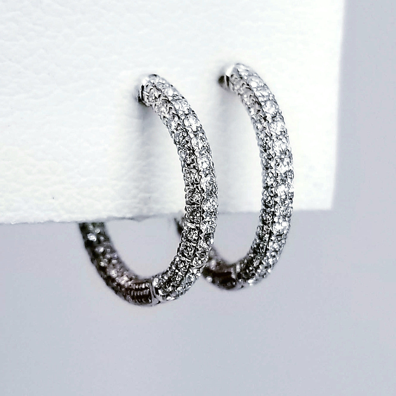 "EARR01340" Pave Diamond Hoop Huggie Earrings