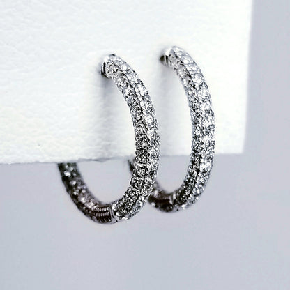 "EARR01340" Pave Diamond Hoop Huggie Earrings