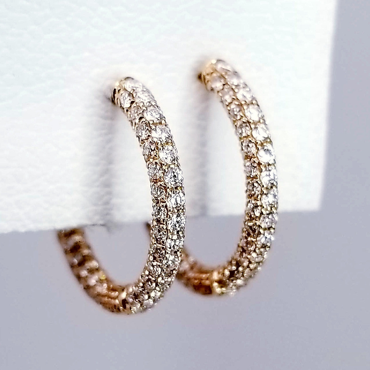 "EARR01340" Pave Diamond Hoop Huggie Earrings