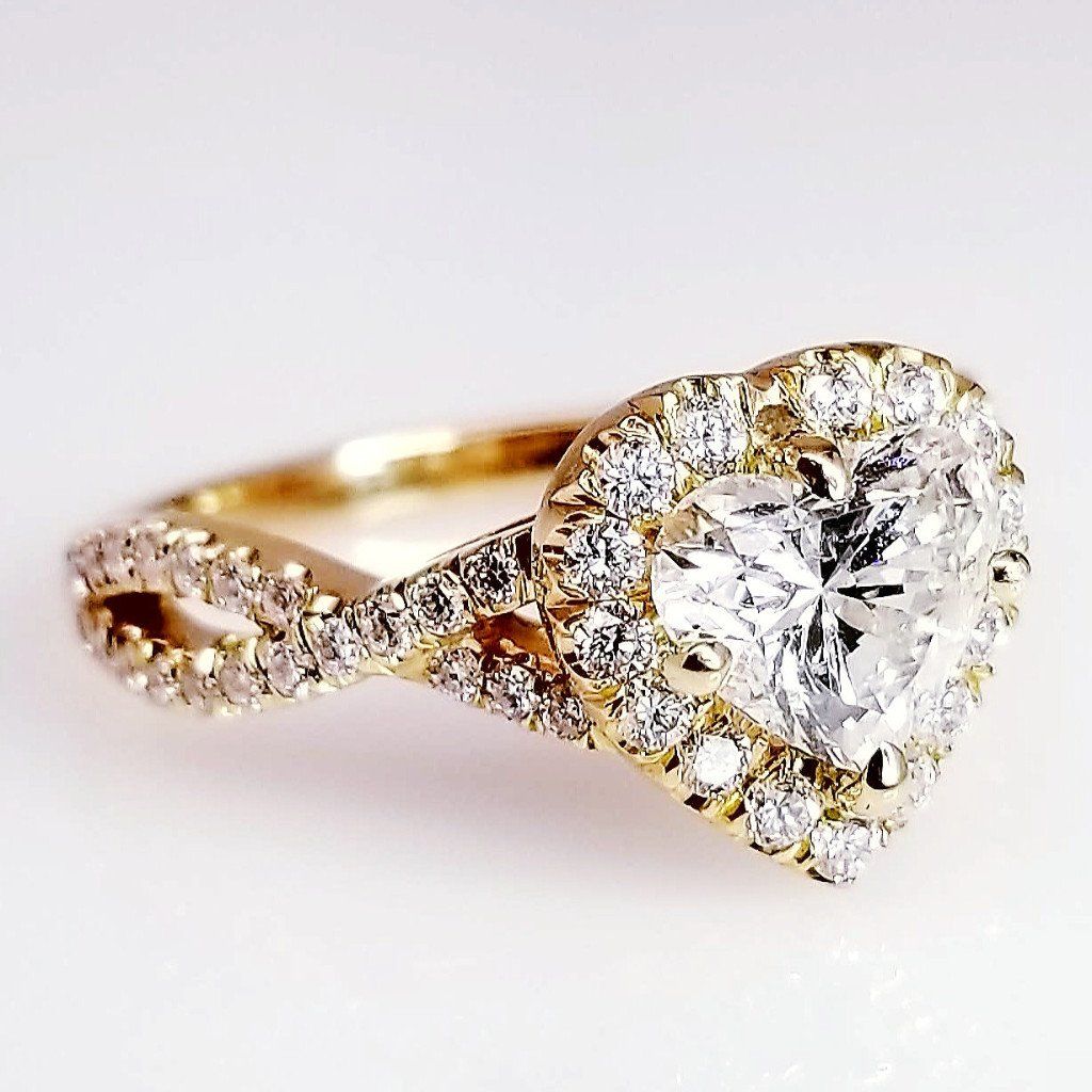 "ENGR02995" Heart Shape Halo Twist Rose Gold Engagement Ring