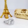 Halo Set Cushion Cut Split Shank Diamond Engagement Ring