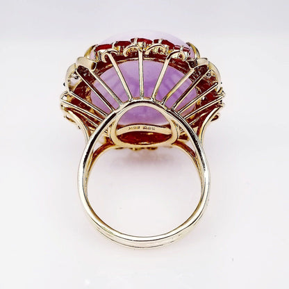 "LADRG01873" Lavender Jade & Diamond Ruby Ring