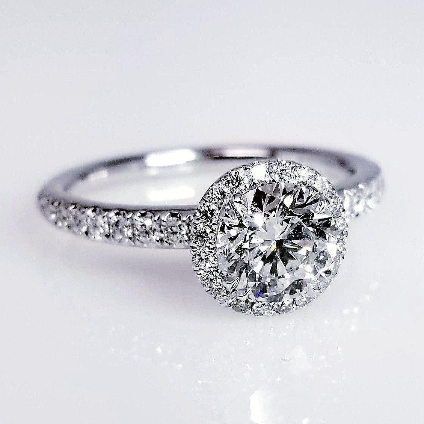"ENGR03112" Round Cut Pave Halo Diamond Engagement Ring