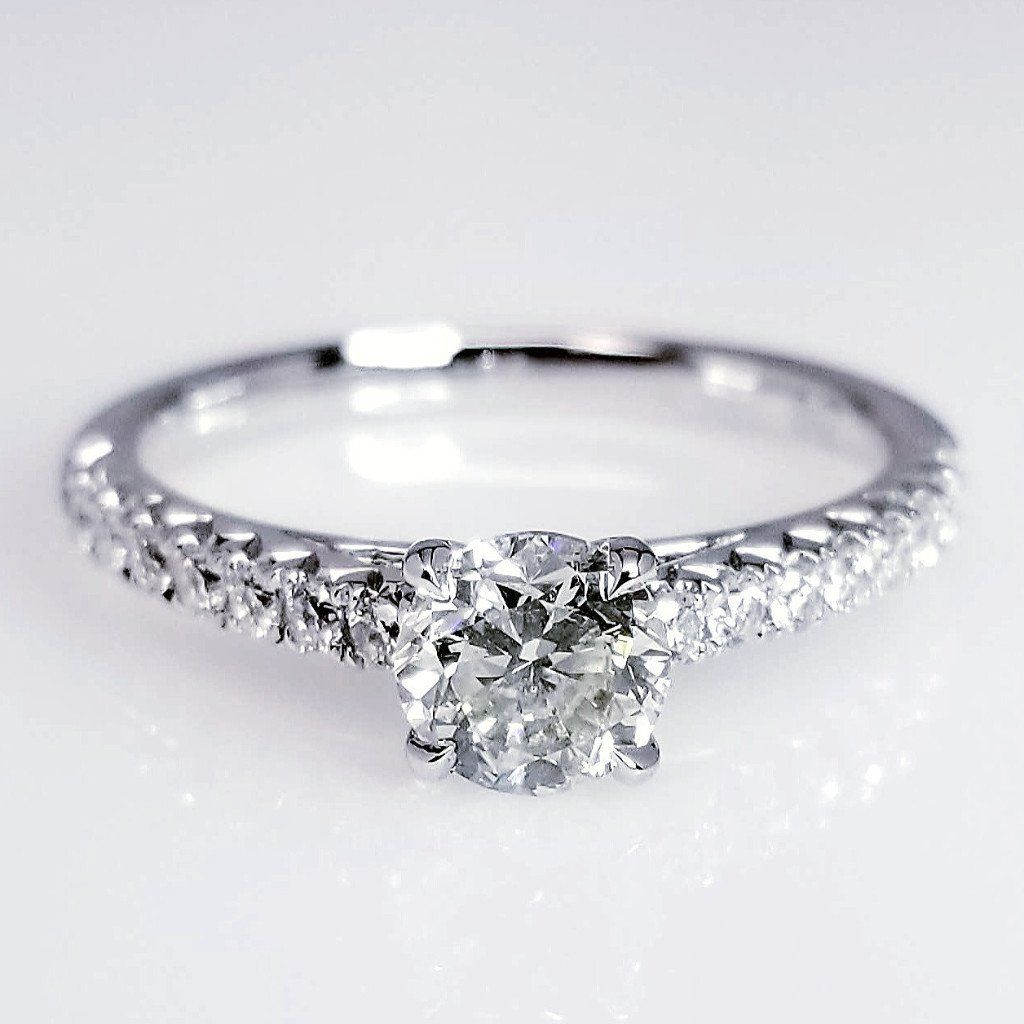 "ENGR03194" Diamond Pave Engagement Ring 18K White Gold
