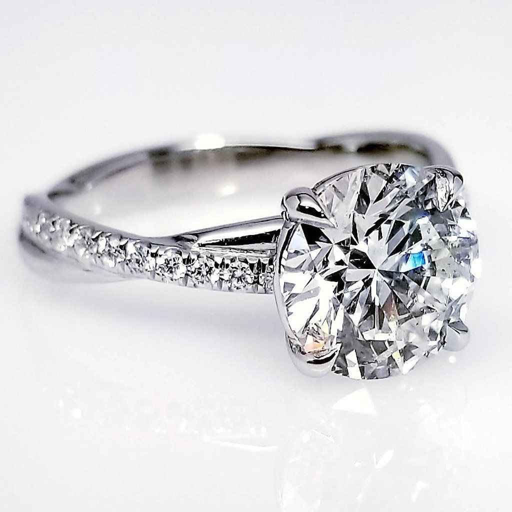 "ENGR03153" Twist Shank Pave Diamond Band Solitaire Engagement Ring ENGR03153