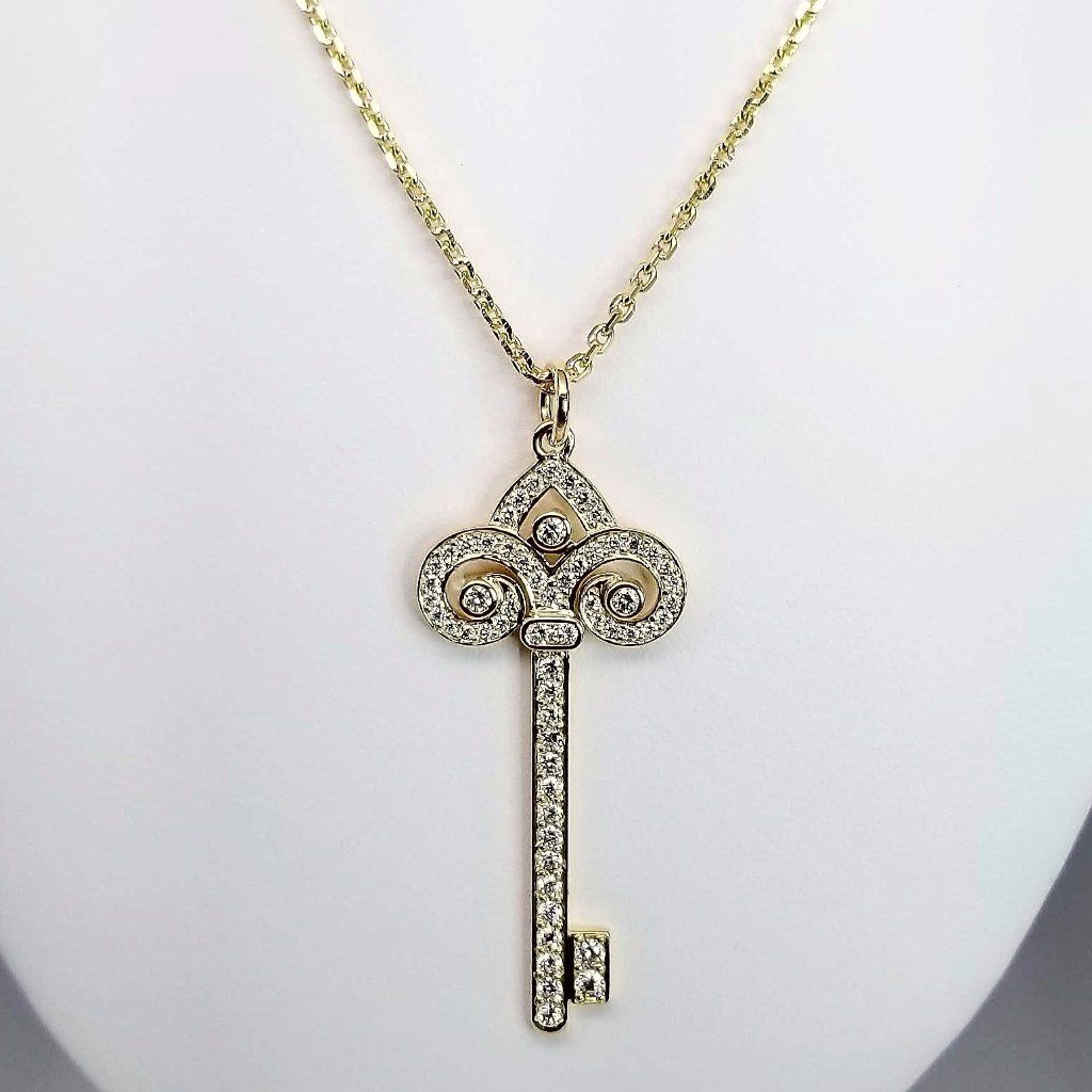 Diamond Key Yellow Gold Pendant 1.35cts