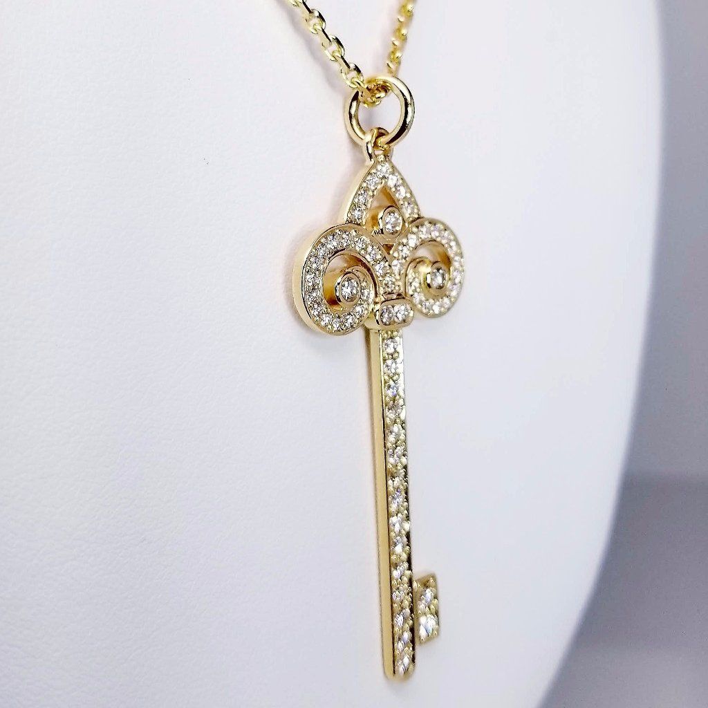 Diamond Key Yellow Gold Pendant 1.35cts