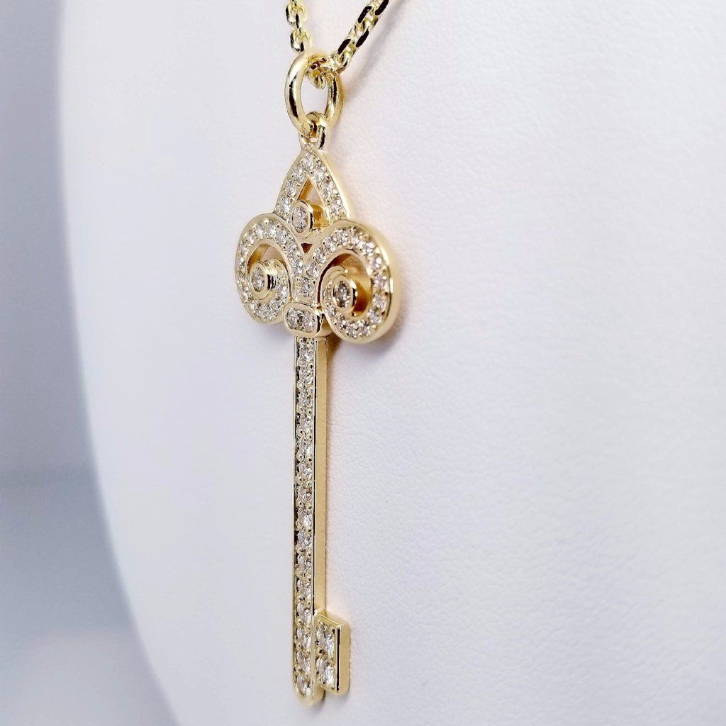 Diamond Key Yellow Gold Pendant 1.35cts