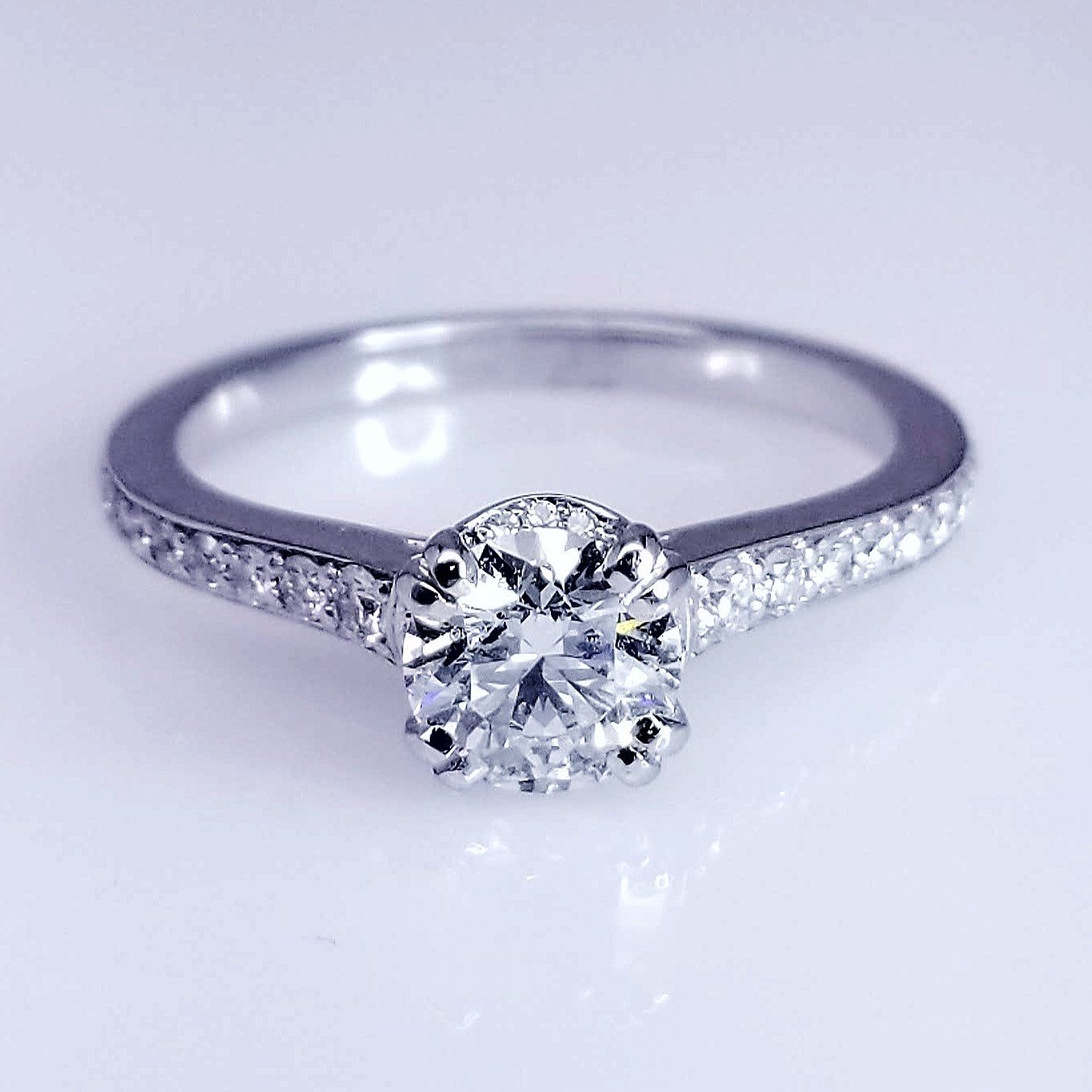 "ENGR03221" Platinum Round Engagement Ring