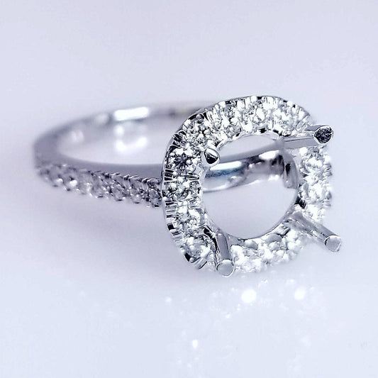 "ENGR02947" Micro Pave Halo Set Diamond Engagement Ring Setting