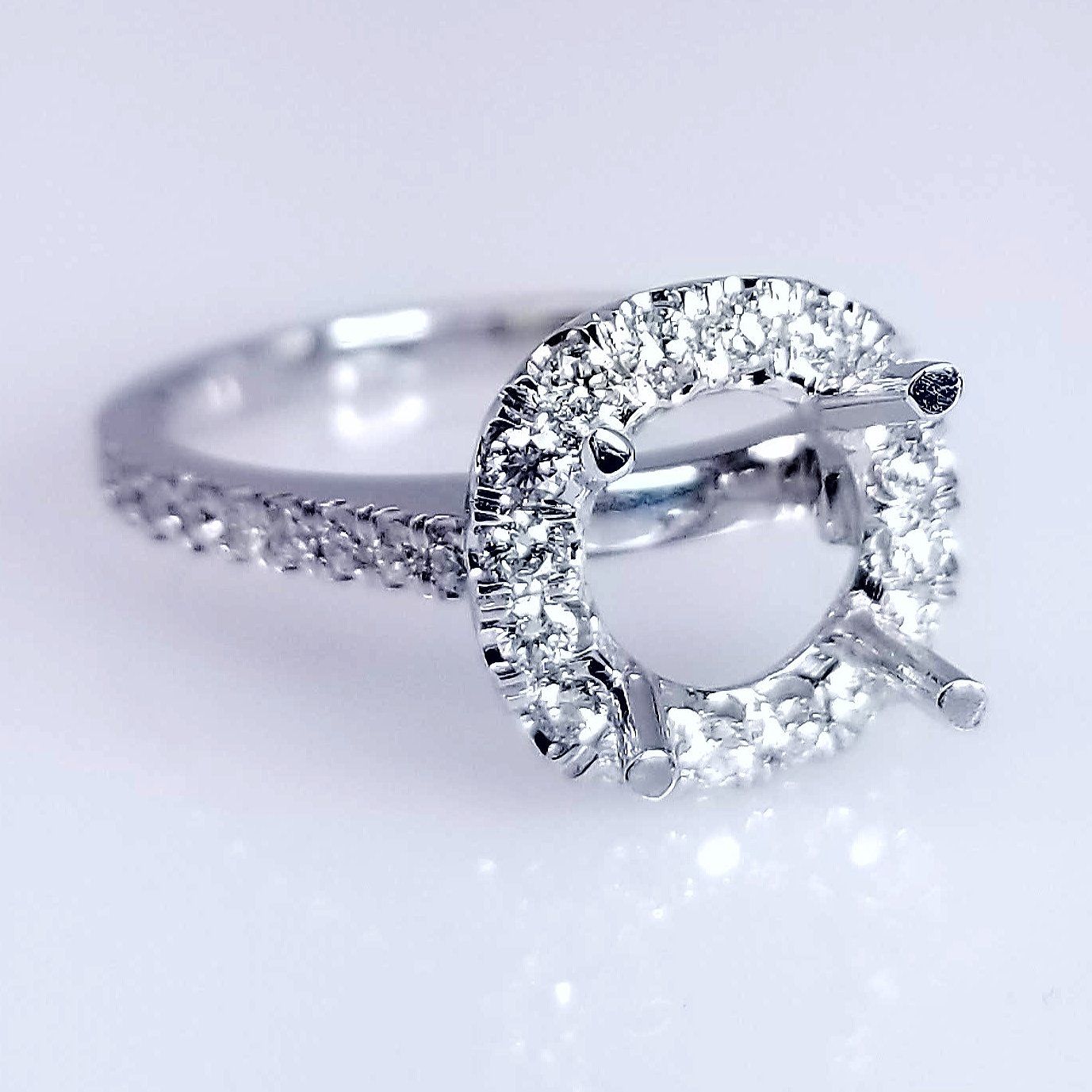 "ENGR02947" Micro Pave Halo Set Diamond Engagement Ring Setting