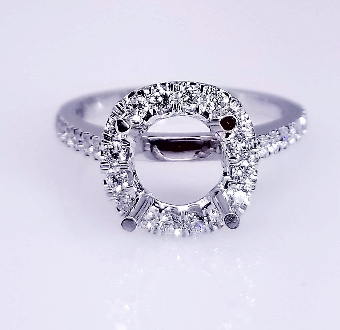 "ENGR02947" Micro Pave Halo Set Diamond Engagement Ring Setting