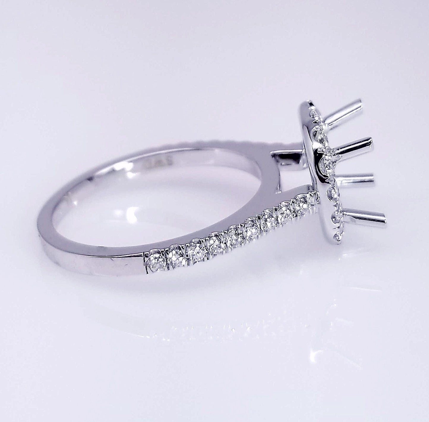 "ENGR02947" Micro Pave Halo Set Diamond Engagement Ring Setting