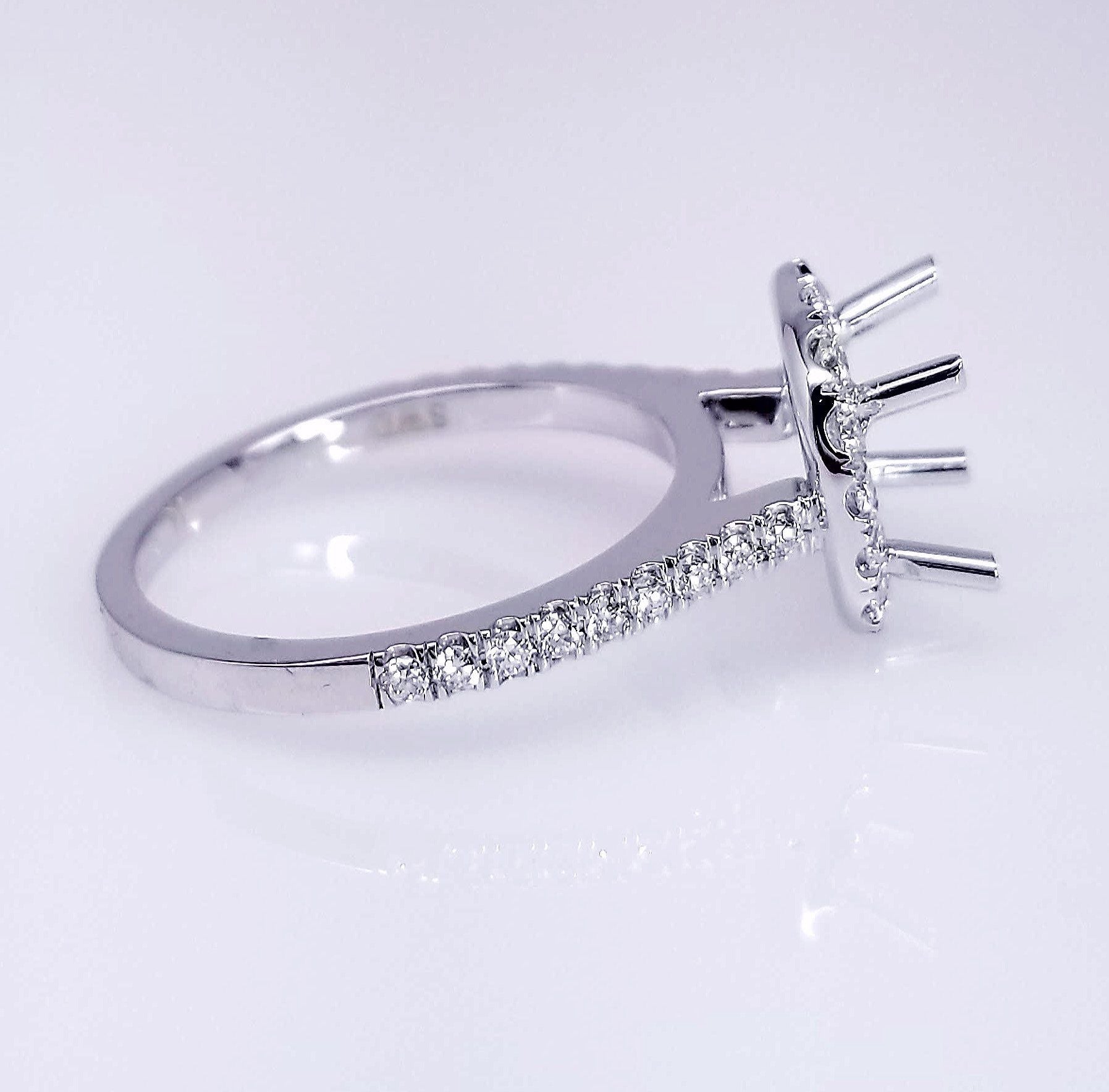 "ENGR02947" Micro Pave Halo Set Diamond Engagement Ring Setting
