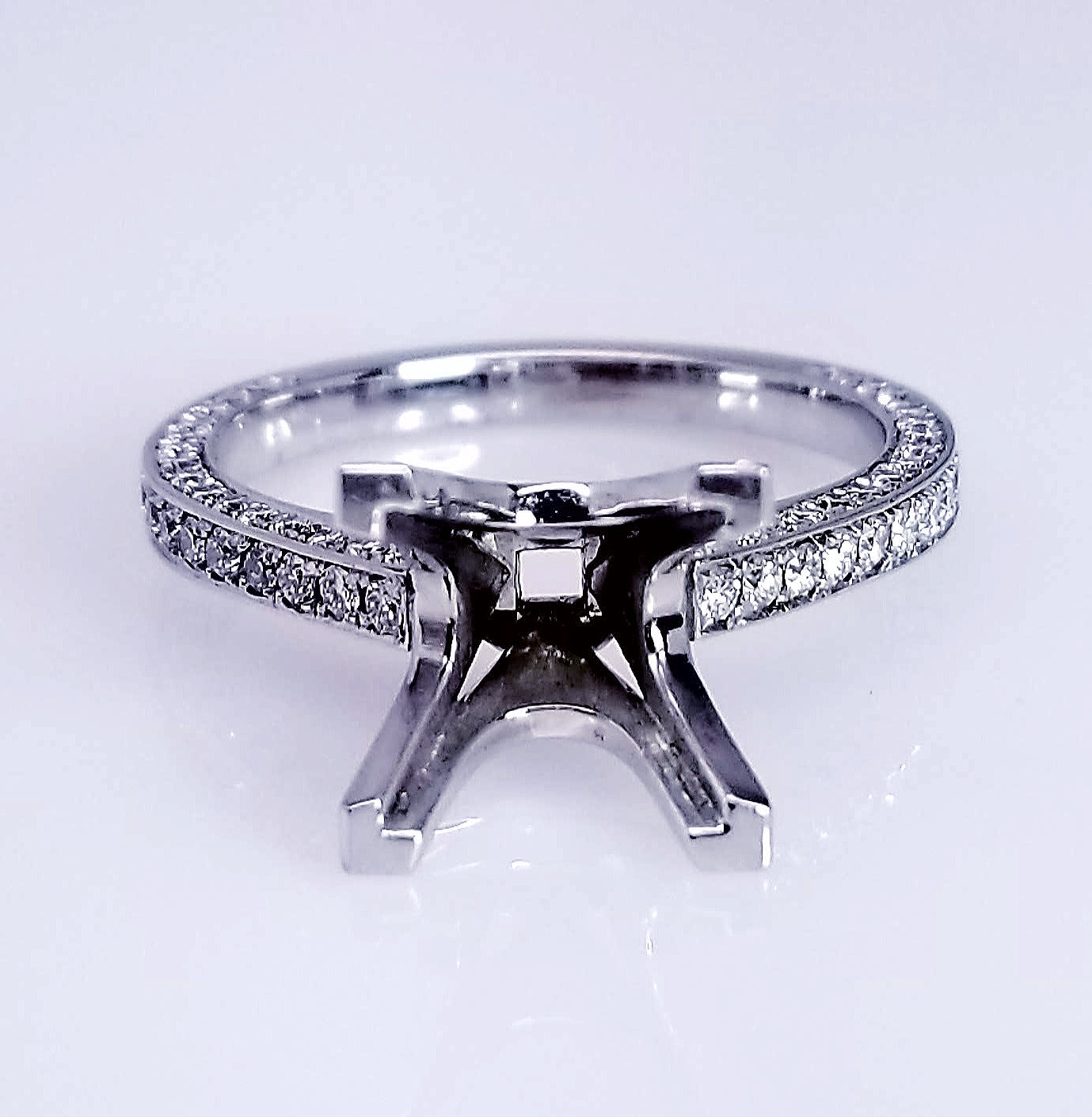 "ENGR02044" 3D Bright Pave Diamond Engagement Ring Setting