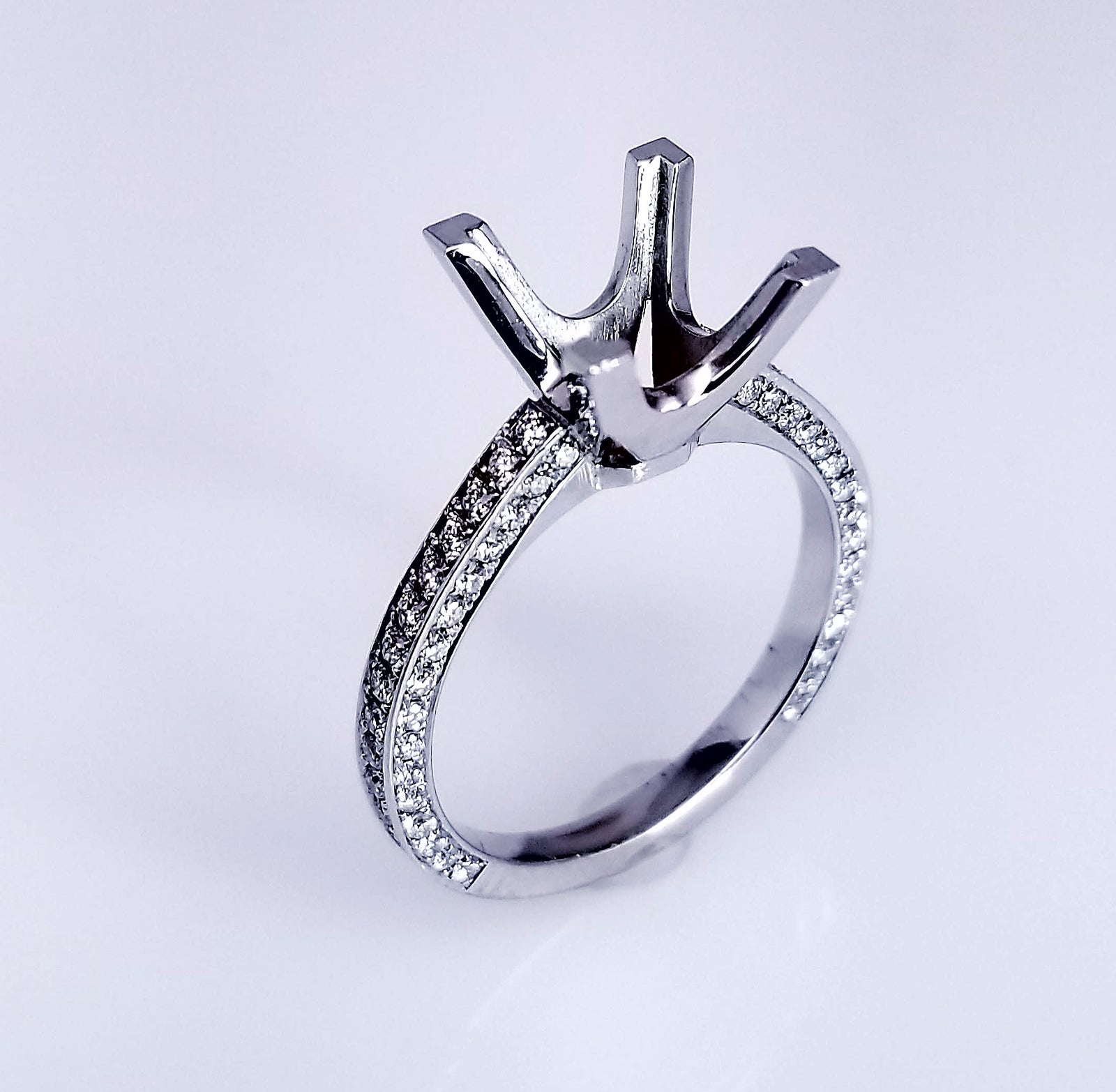 "ENGR02044" 3D Bright Pave Diamond Engagement Ring Setting