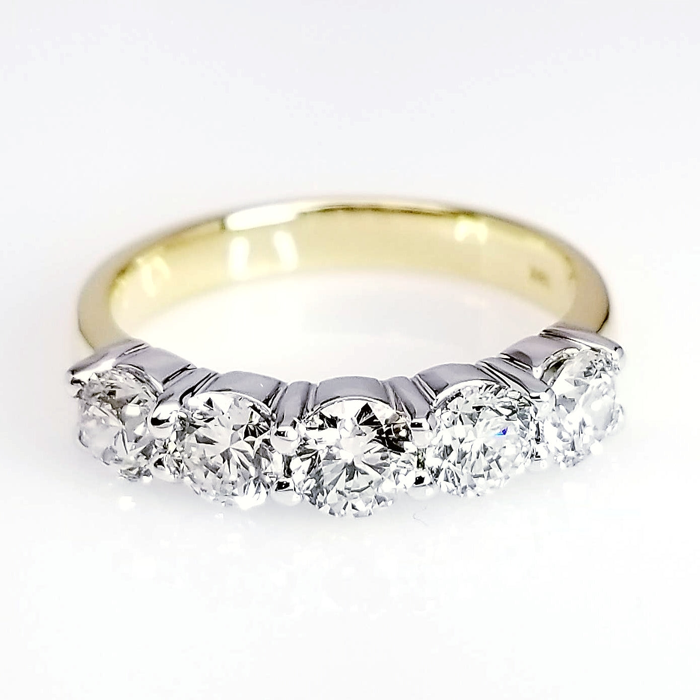 "DBAND01931" 5 Stone Diamond Band in Platinum and 18K Yellow Gold