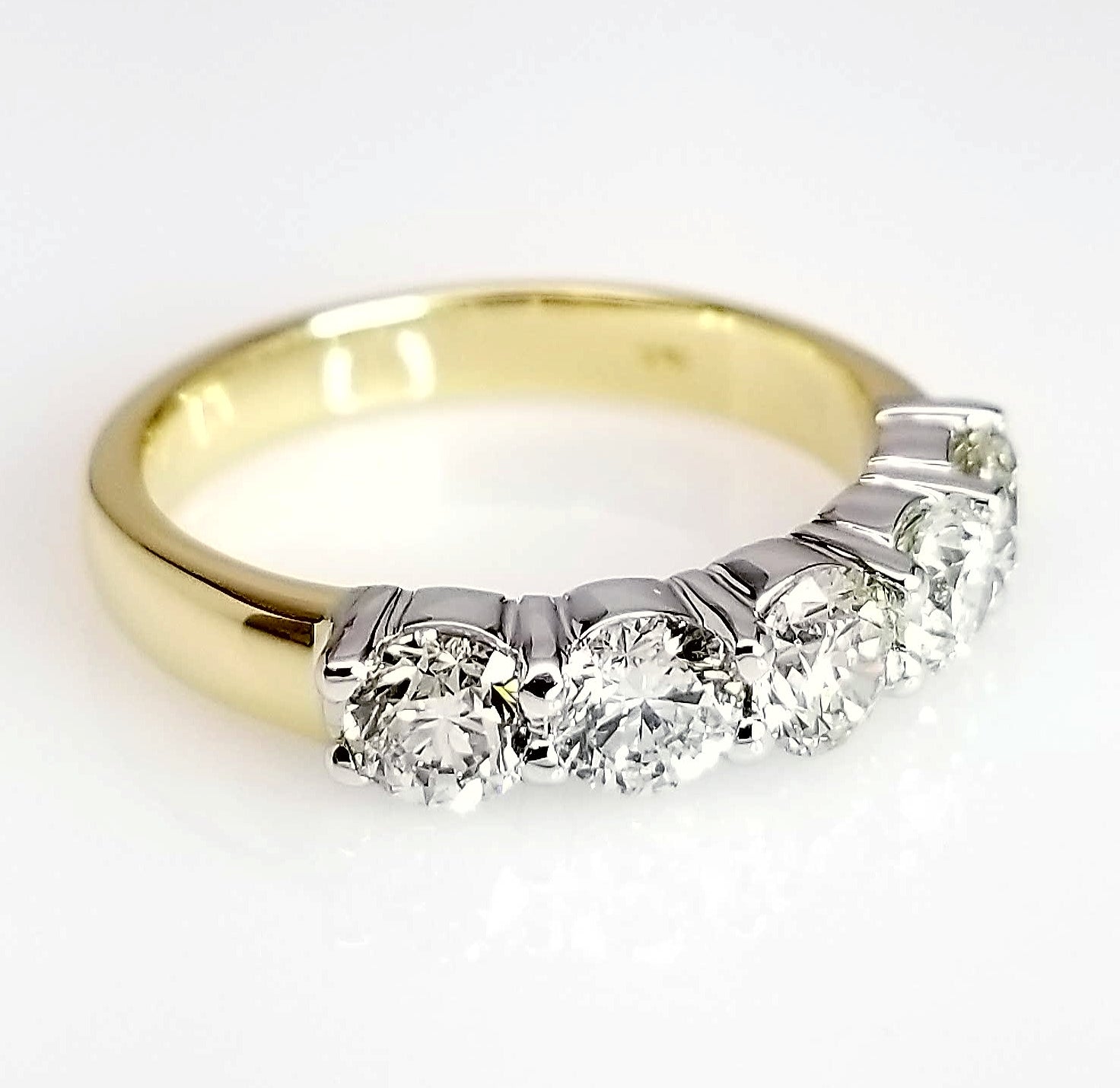 "DBAND01931" 5 Stone Diamond Band in Platinum and 18K Yellow Gold