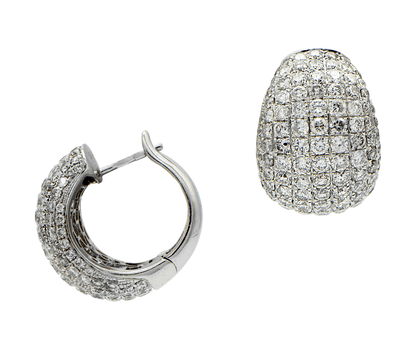 "EARR00110" Wide Diamond Pave Huggie Hoop White Gold