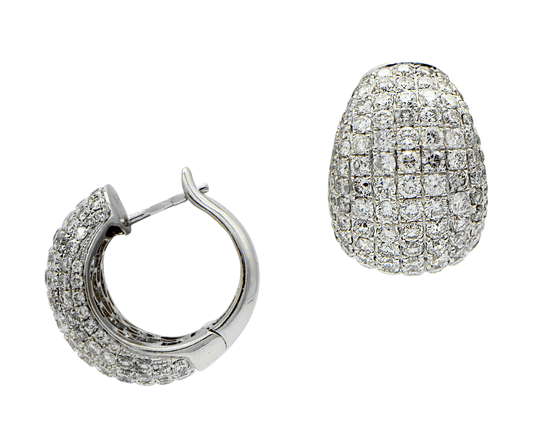 "EARR00110" Wide Diamond Pave Huggie Hoop White Gold