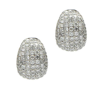 "EARR00110" Wide Diamond Pave Huggie Hoop White Gold