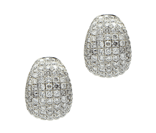 "EARR00110" Wide Diamond Pave Huggie Hoop White Gold