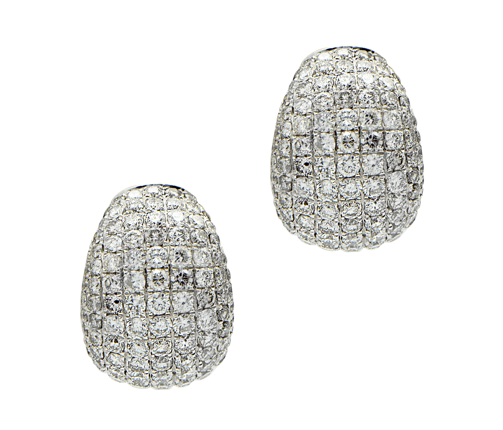 "EARR00110" Wide Diamond Pave Huggie Hoop White Gold