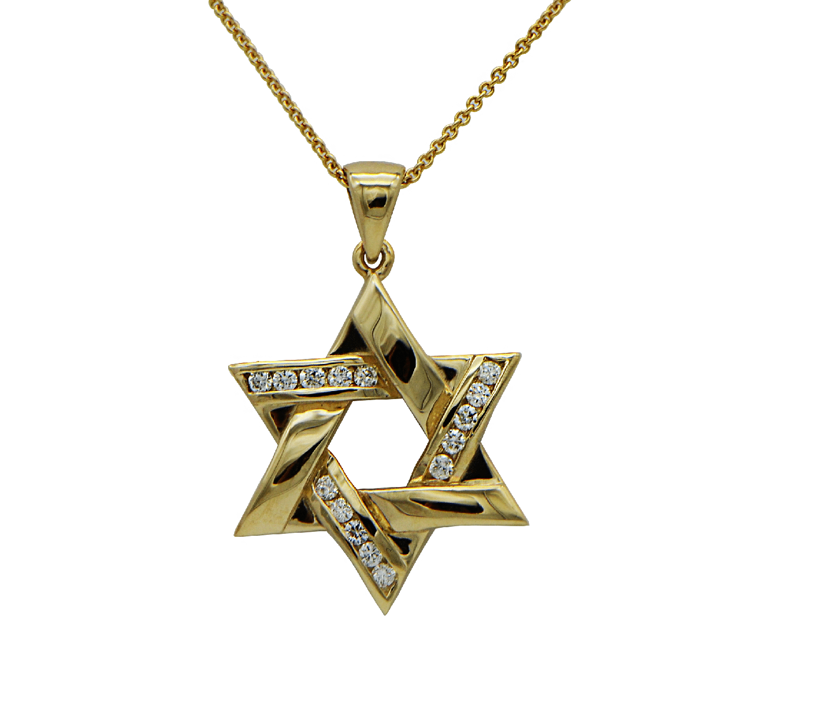 "PEND01746" Star of David Diamond and Gold Pendant - White or Yellow Gold