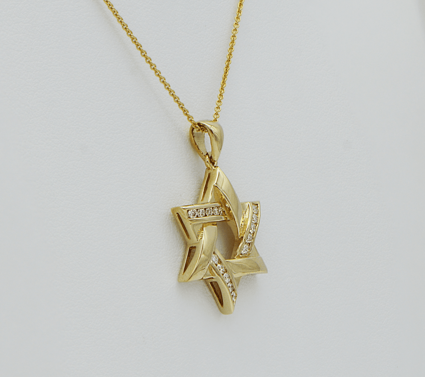 "PEND01746" Star of David Diamond and Gold Pendant - White or Yellow Gold