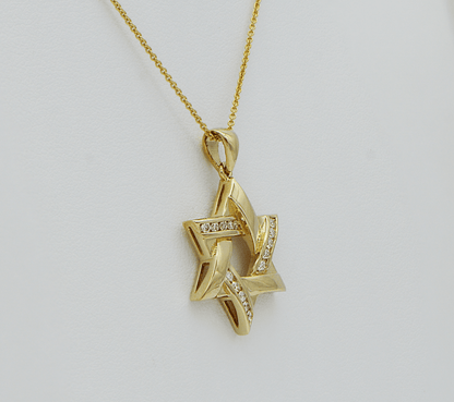 "PEND01746" Star of David Diamond and Gold Pendant - White or Yellow Gold