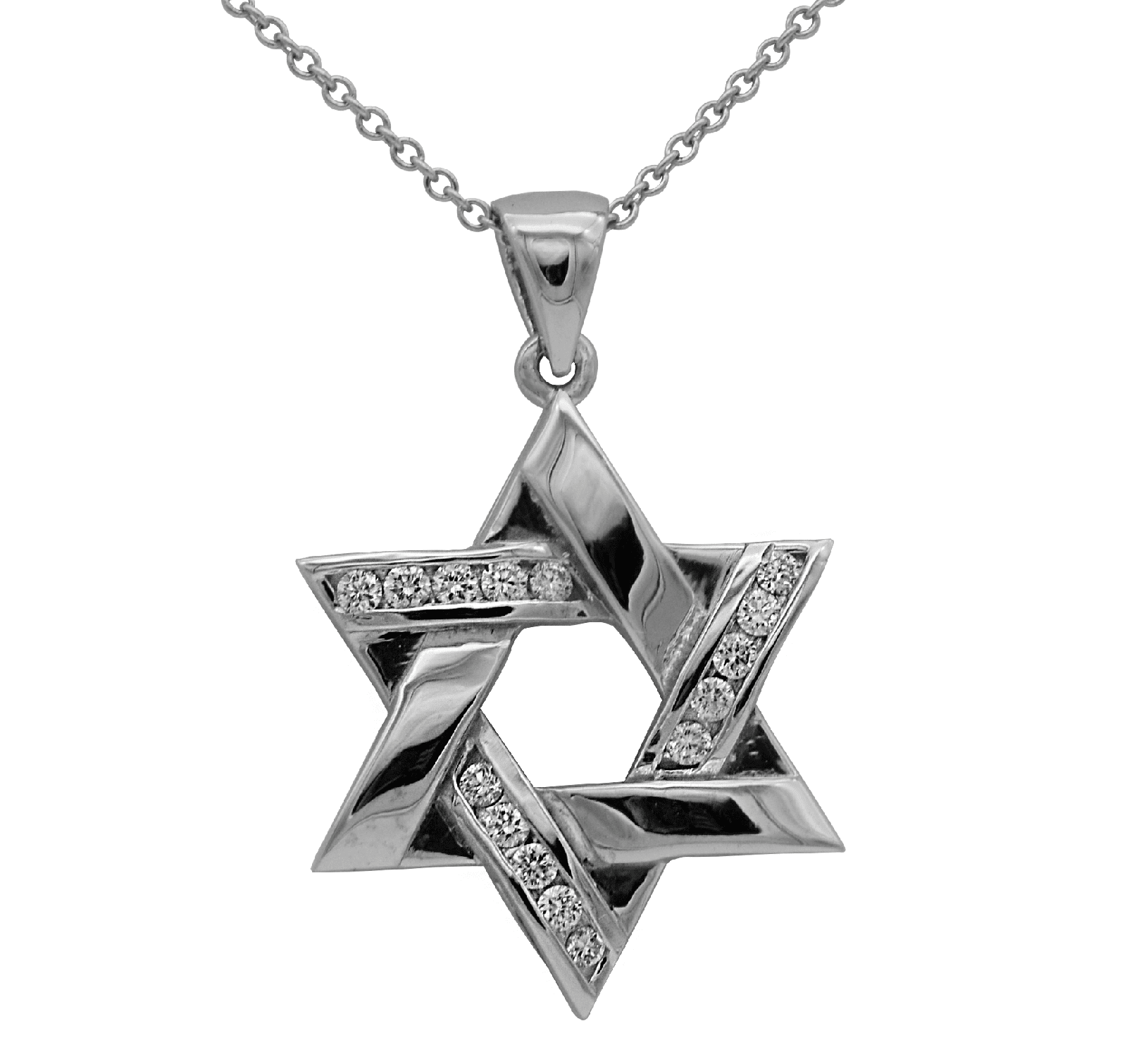 "PEND01746" Star of David Diamond and Gold Pendant - White or Yellow Gold