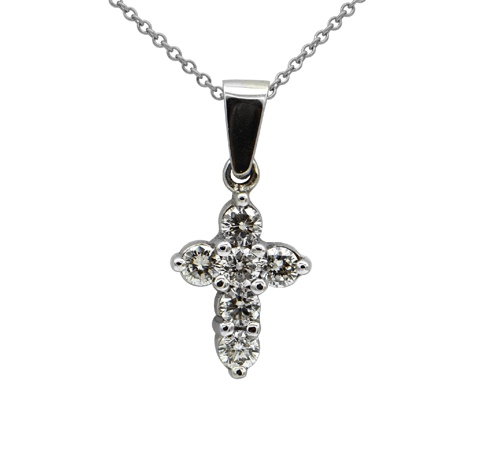 "PEND01319" Petite Diamond and White Gold Cross Pendant