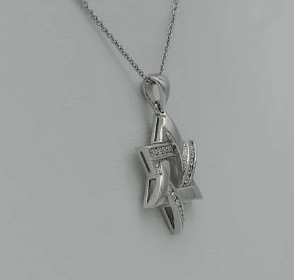 "PEND01746" Star of David Diamond and Gold Pendant - White or Yellow Gold