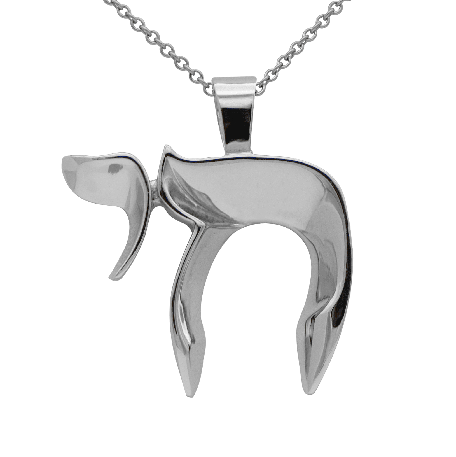 "PEND01733" Chai Hay Hebrew Pendant in White Gold