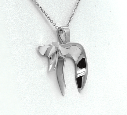 "PEND01733" Chai Hay Hebrew Pendant in White Gold