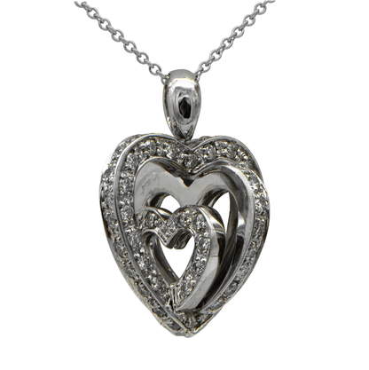 0.86 Carat 3D Heart Shaped Pave Diamond Pendant Necklace