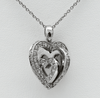 0.86 Carat 3D Heart Shaped Pave Diamond Pendant Necklace