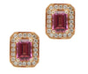 Pink Tourmaline with Diamond Halo in Rose Gold Studs
