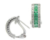 Channel Set Emerald and Diamond Pave Huggie Hoop Earrings
