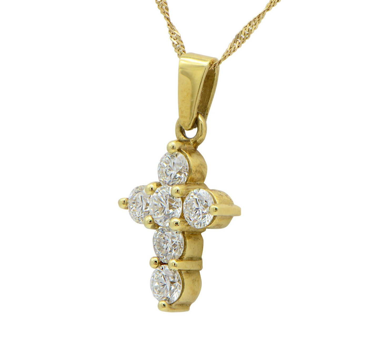 "PEND01296" Shared Prong Diamond Cross Pendant on 16" Chain