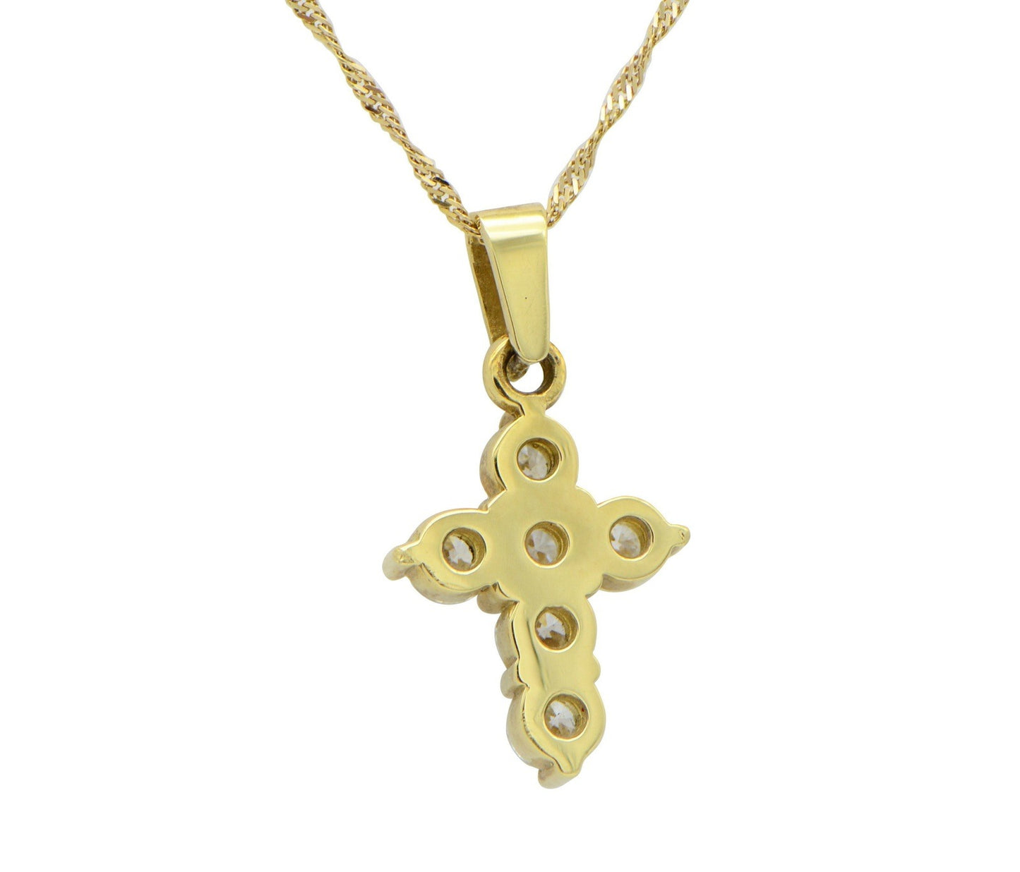 "PEND01296" Shared Prong Diamond Cross Pendant on 16" Chain