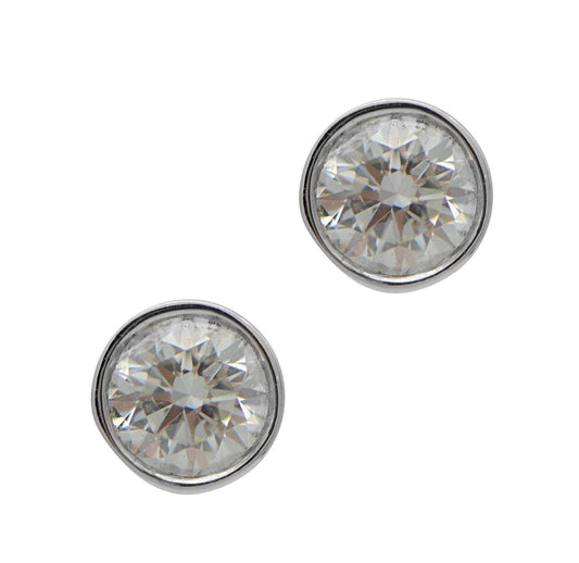 "EARR00597" 1.08CT Diamond Bezel Set Stud Earrings