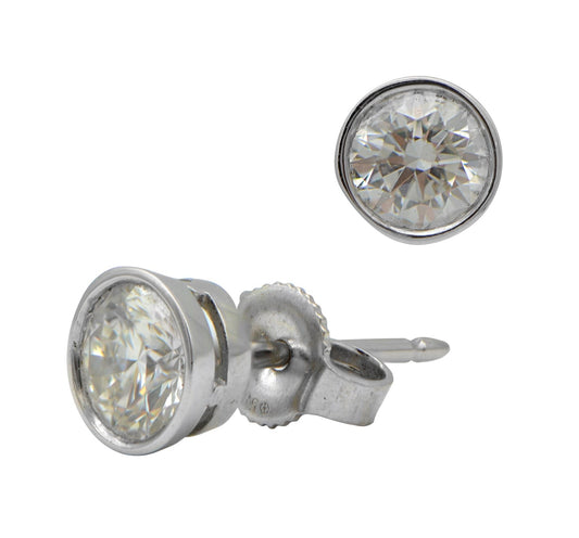 "EARR00597" 1.08CT Diamond Bezel Set Stud Earrings