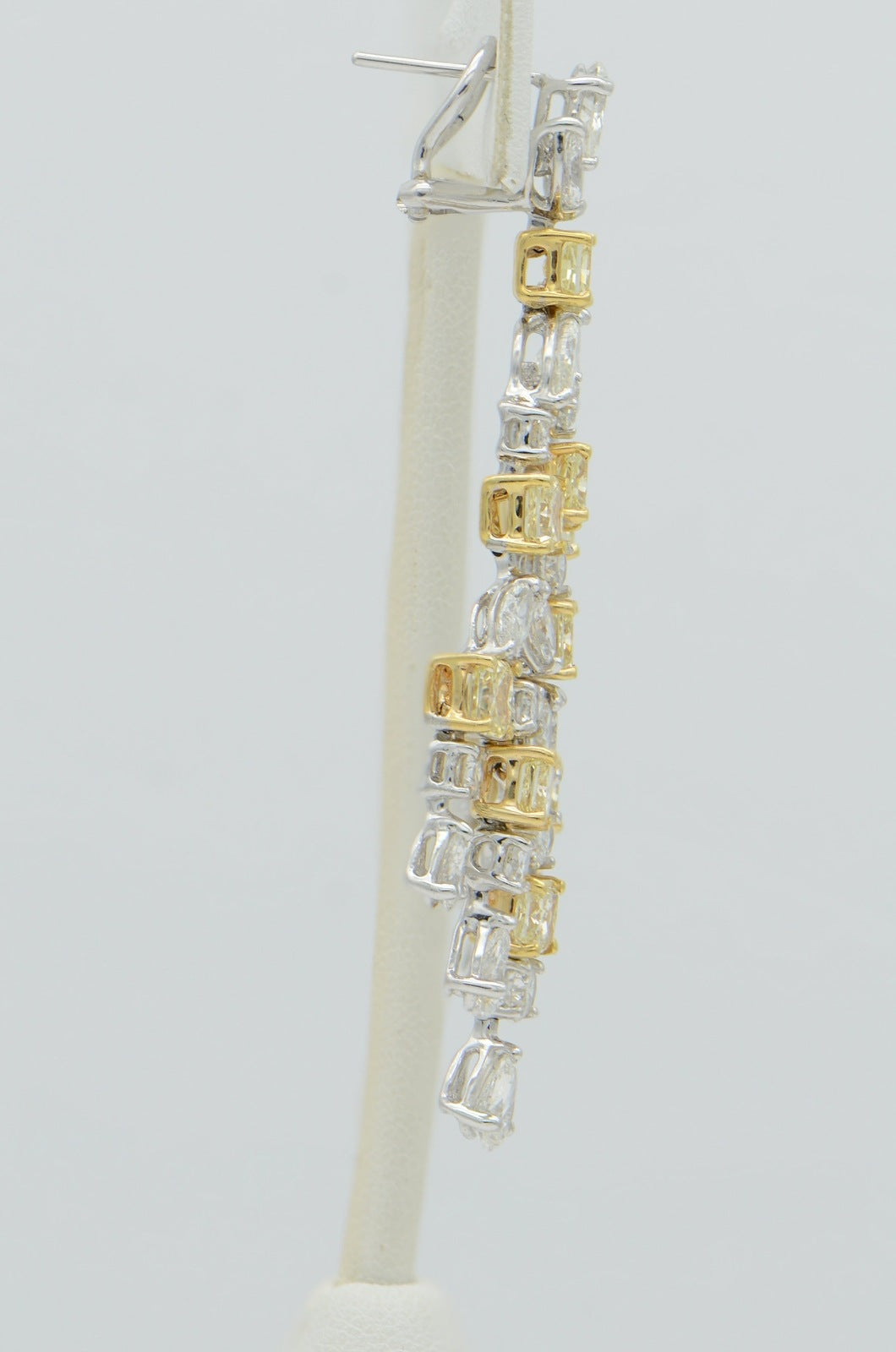 "EARR00893" Fancy Yellow Diamond Chandelier Style Two Tone Earrings 24.20CT