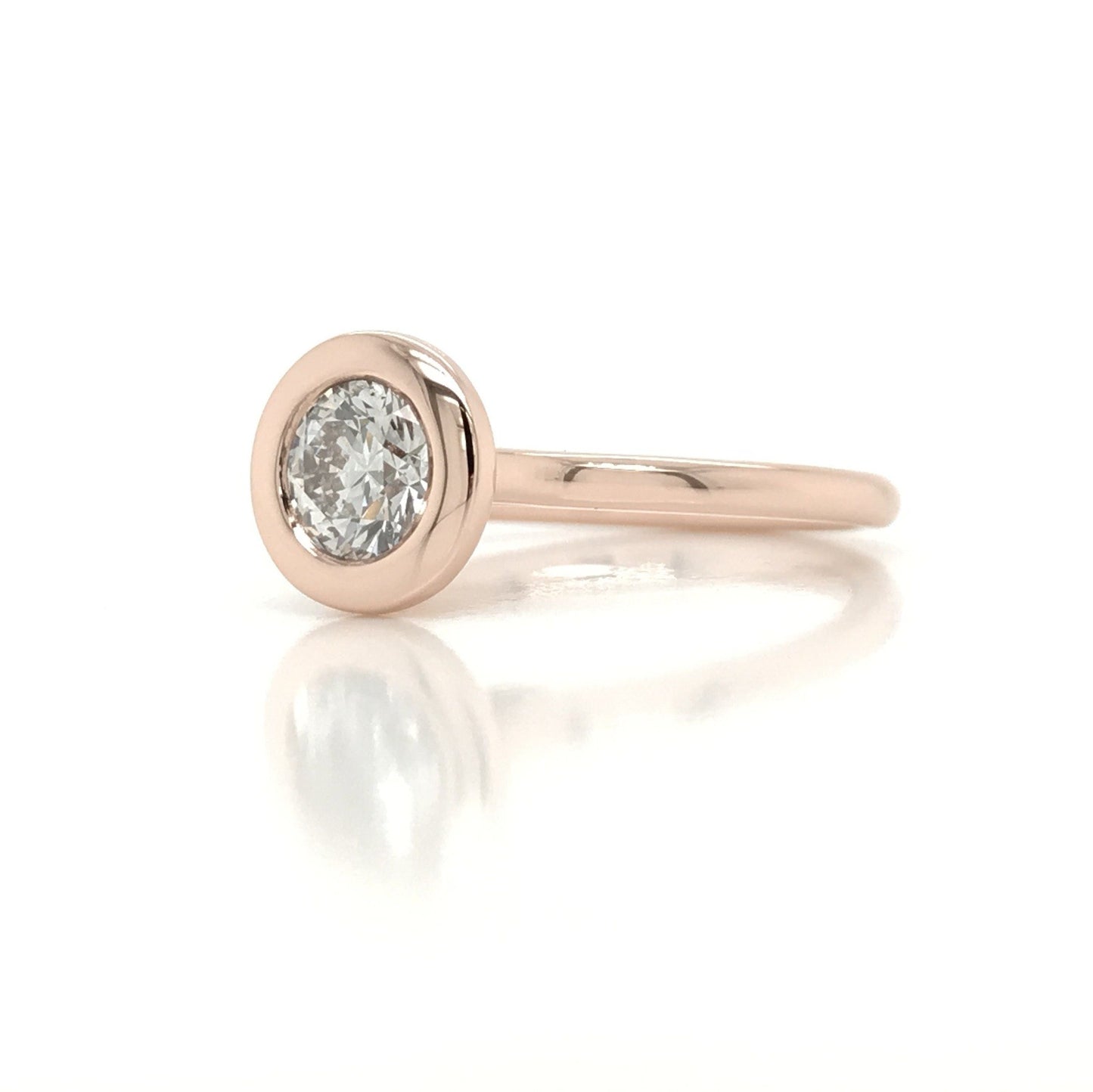 "ENGR03350" 0.75 Carat GIA Certified Round Brilliant Diamond Bezel Set Engagement Ring