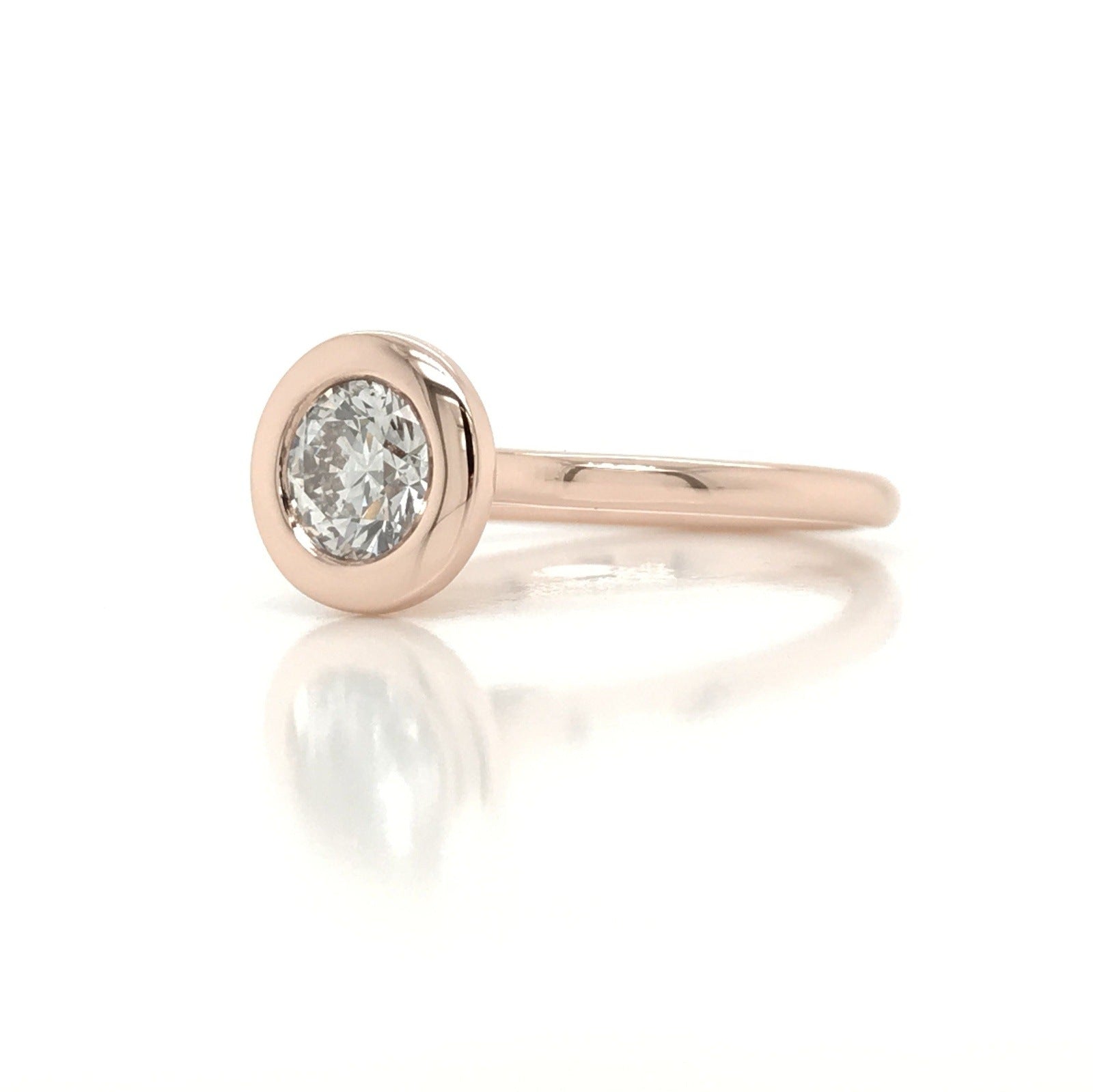 "ENGR03350" 0.75 Carat GIA Certified Round Brilliant Diamond Bezel Set Engagement Ring