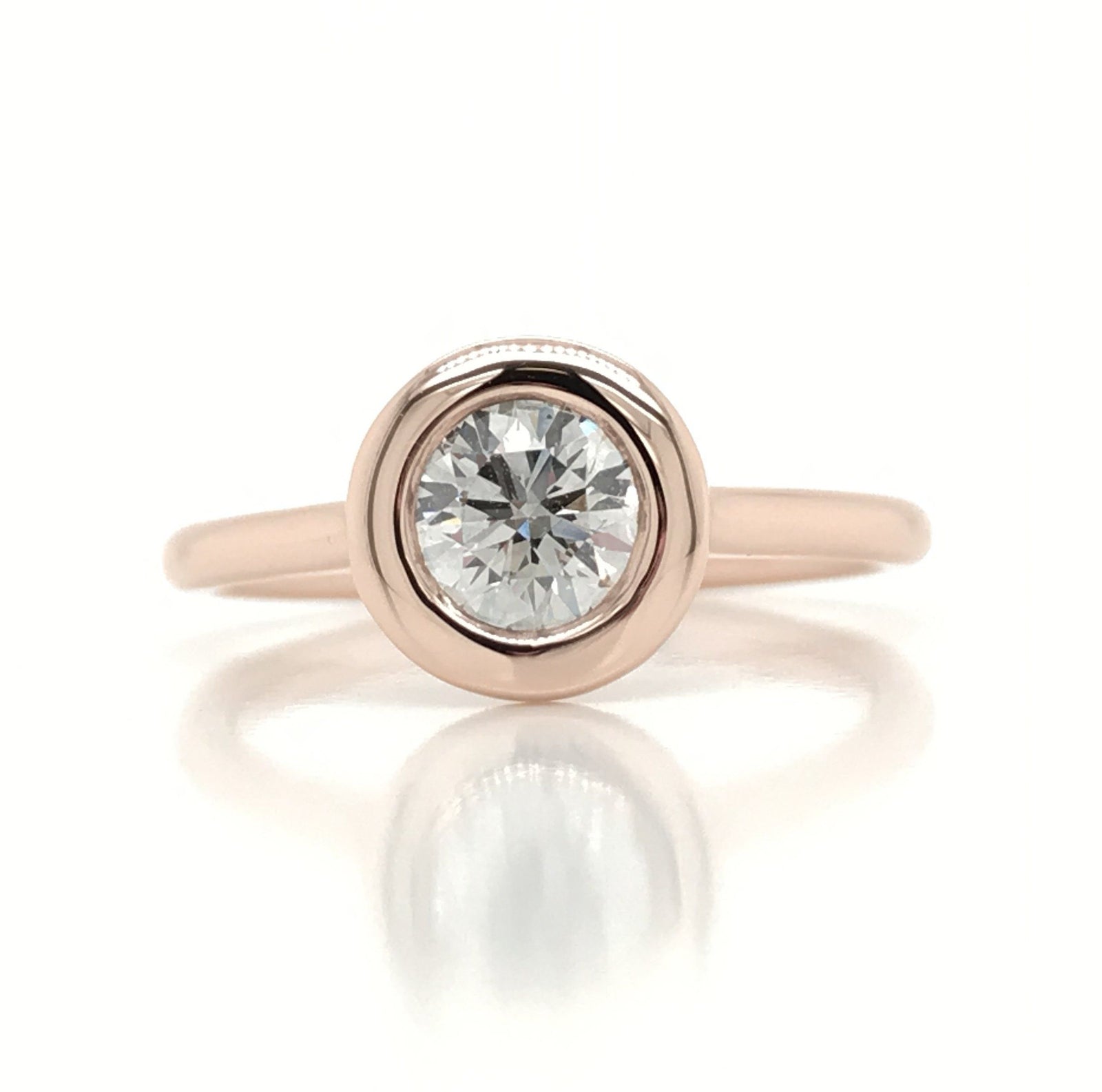 "ENGR03350" 0.75 Carat GIA Certified Round Brilliant Diamond Bezel Set Engagement Ring