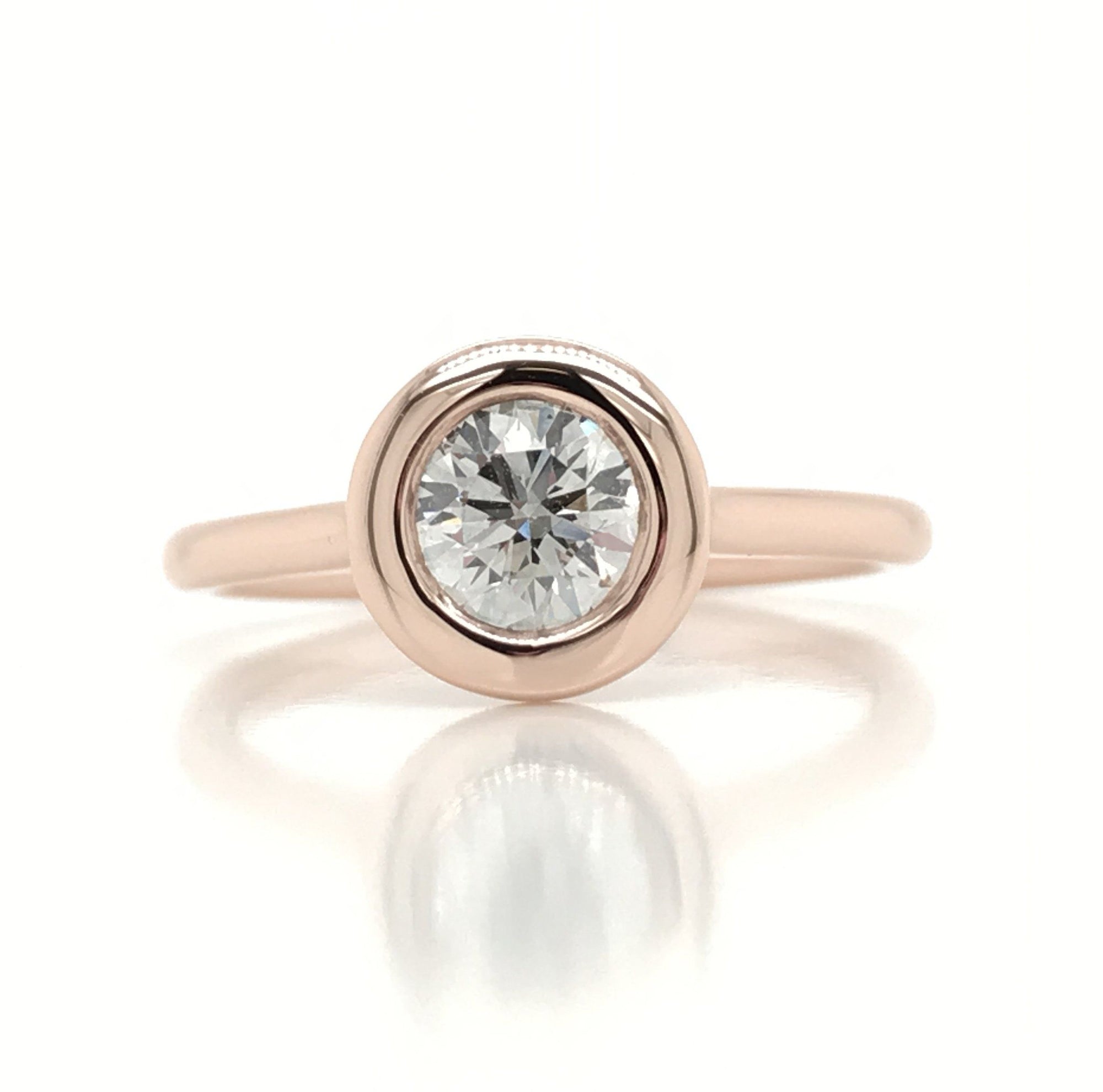 "ENGR03350" 0.75 Carat GIA Certified Round Brilliant Diamond Bezel Set Engagement Ring