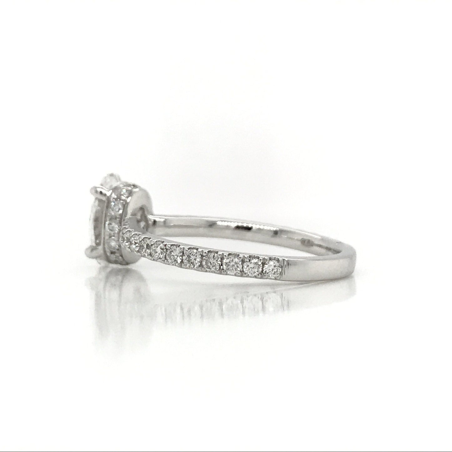 "ENGR03101" Oval Diamond Hidden Halo Micropavé Band Engagement Ring